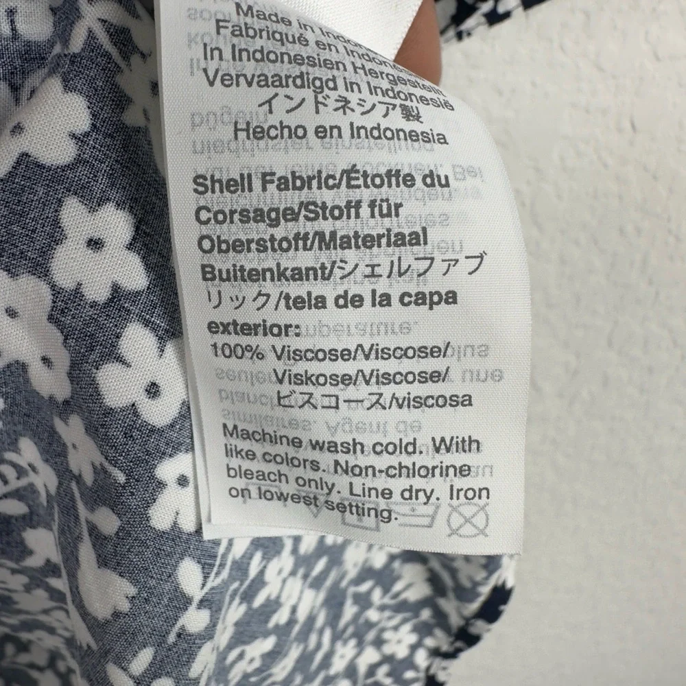 J.Crew Shirt Women L Blue White Floral Romantic Career Flowy Coquette Boho Fairy